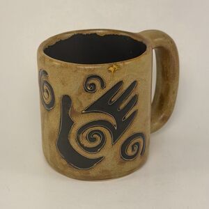 Mara Signed Healing Hands Signed Pottery Mug Mexico Stoneware 4–5”